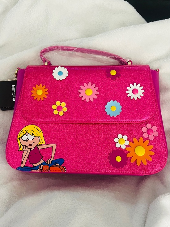 Loungefly Handbags - DISNEY LIZZIE MCGUIRE
FLORAL APPLIQUE GLITTER Loungefly with crossbody strap.